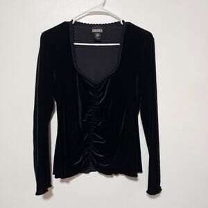 Baranda Velvet Top Women's Size Large Black Glothic Crop Long Sleeve